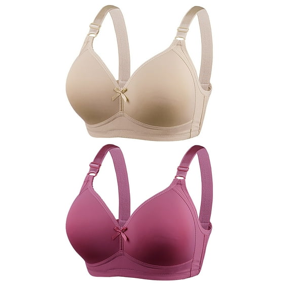 Hjlmsx Push Up Bras for Women,No Underwire Full Coverage Bras for Older Women Valentine Day Plus Size Wireless Everyday Bra 2 Pack