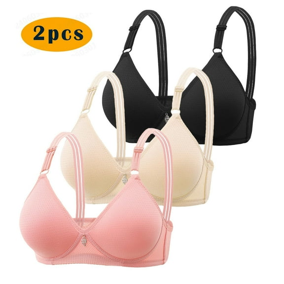 Hjlmsx Push Up Bras for Women No Underwire Seamless Lace Wireless Comfort Everyday Bras Full Coverage Adjustable Breathable Bra 3 Pack