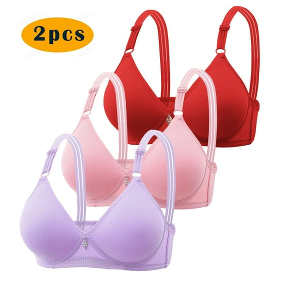 Hjlmsx Push Up Bras for Women No Underwire Seamless Lace Wireless Comfort Everyday Bras Full Coverage Adjustable Breathable Bra 3 Pack