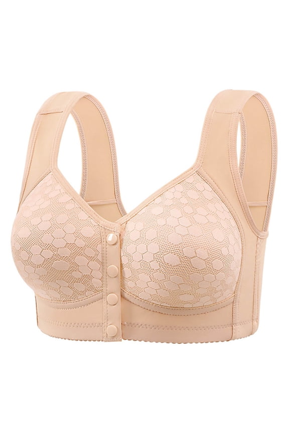 Push Up Bras for Women No Underwire Soft Supportive Bras Breathable Adjustable Plus Size Bra Full Coverage Bralettes Z-Khaki 42