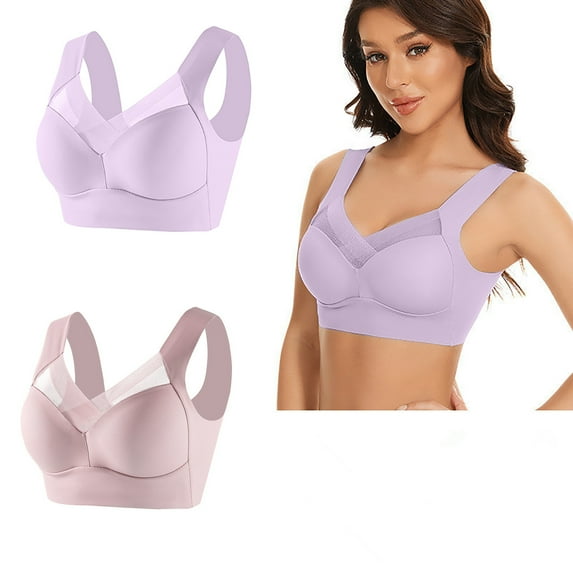 Hjlmsx Seamless Push Up Bras for Older Women Wireless Posture Correcting Bra with Support Bra for Seniors Full Coverage Everyday Bra