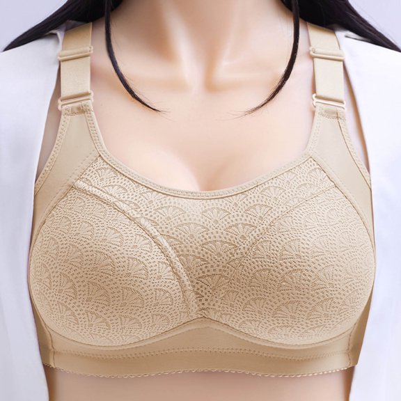 Hjlmsx Wireless Support Bras for Older Women Lift No Underwire Plus Size Bras Full Coverage Comfort Breathable Bralettes Yellow XXL