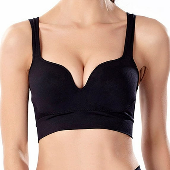 Hjlmsx Women's Push Up Bras No Underwire Padded Lift T-Shirts Bras Uplift Anti-Sagging Bralette Breathable Athletic Gym Bra