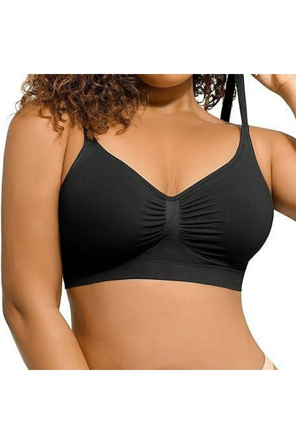 Women's Wireless Sculpt Bra Stretch Comfort Bralettes No Underwire Unlined Cami Bra Seamless Tshirt Bras Sports Bra Black M