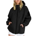 thumbnail image 1 of Hjlmsx Womens Hooded Rain Jacket Lightweight Windproof Waterproof Raincoat Oversized Outdoor Windbreaker with Zipper Pockets Black XL, 1 of 8