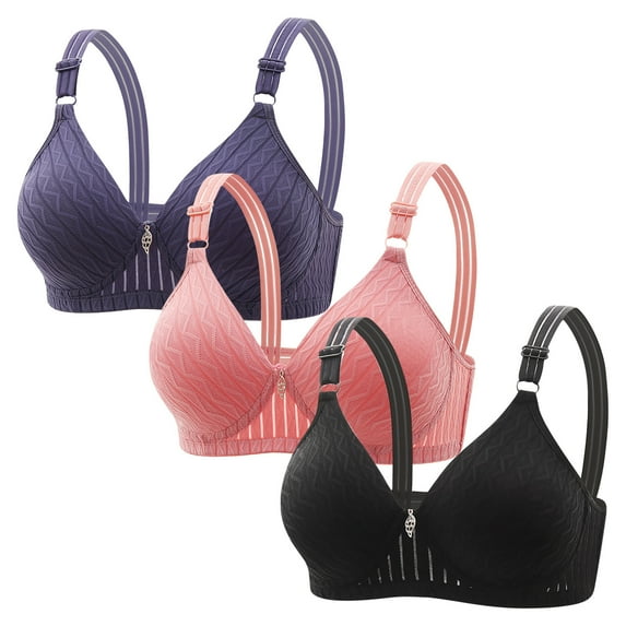 Hjlmsx Womens Plus Size Push Up Bra Full Coverage Everyday Bras No Underwire Cotton Mesh Bras 3 Packs