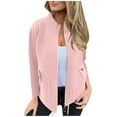 thumbnail image 1 of Hjlmsx Wool Pea Coat for Women Stand Collar Zip Up Lightweight Jackets Fall WInter Casual Long Sleeve Open Front Outwear Trench Coat with Pockets Pink XXL, 1 of 4