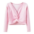 thumbnail image 1 of Hjtefg Autumn Winter Toddler Girls Long Sleeve Warm Solid Color Blouse Ballet Wrap Tops Velvet Dance Sweater, Kids Stretch Cropped Shirt,Color: 1-PK1 Size: 3-4 Years, 1 of 3
