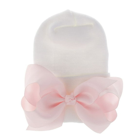 Hjtefg Baby Bow Knot Turban Hat, Toddler Hat Head Wrap Cap, Comfortable Kids' Headwear, Double-Layer Thickened Cap, Bow-Adorned Baby Headwear,Color: Pink Size: 0-3 Months