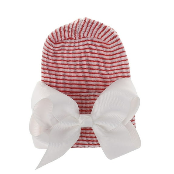 Hjtefg Baby Bow Knot Turban Hat, Toddler Hat Head Wrap Cap, Comfortable Kids' Headwear, Double-Layer Thickened Cap, Bow-Adorned Baby Headwear,Color: Red Size: 0-3 Months