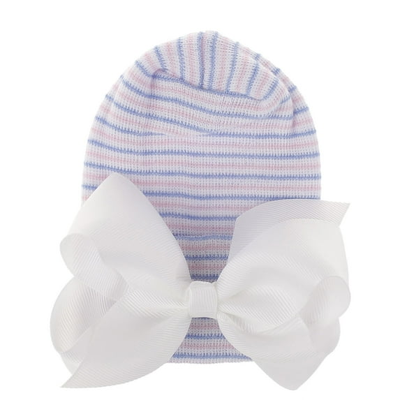 Hjtefg Baby Bow Knot Turban Hat, Toddler Hat Head Wrap Cap, Comfortable Kids' Headwear, Double-Layer Thickened Cap, Bow-Adorned Baby Headwear,Color: Sky Blue Size: 0-3 Months