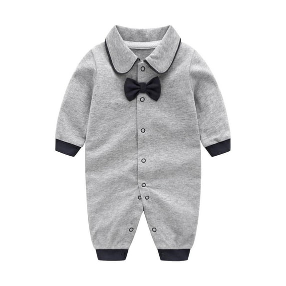 Hjtefg Baby Boys Bow Long Sleeve Bodysuit, Formal Wedding Jumpsuit for Banquets and Special Events, Elegant Outsie Romper for Infants, Soft Comfortable Outfit,Color: H1-C Size: 6-9 Months