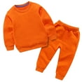thumbnail image 1 of Hjtefg Baby Solid Color Sweatsuit, Long Sleeve Pullover and Pants Set, Two-Piece Outfit for Fall and Winter, Cozy Crewneck Ensemble for Everyday Comfort,Color: 2-Orange Size: 3-4 Years, 1 of 3