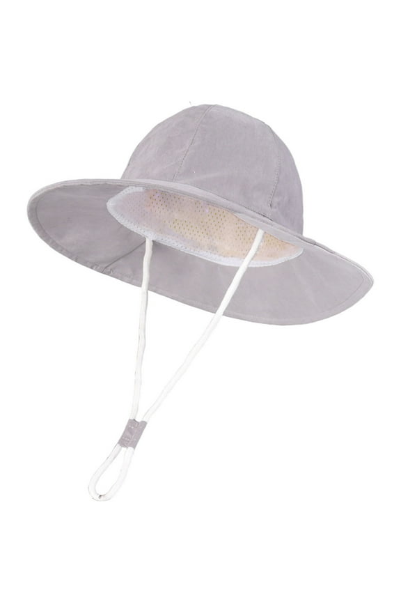 Baby Sun Hat - Adjustable Wide Brim Bucket Hat for Girls & Toddlers, Outdoor Beach Play Hat, Comfortable Kids' Headwear,Color: Grey Size: 1-2 Years