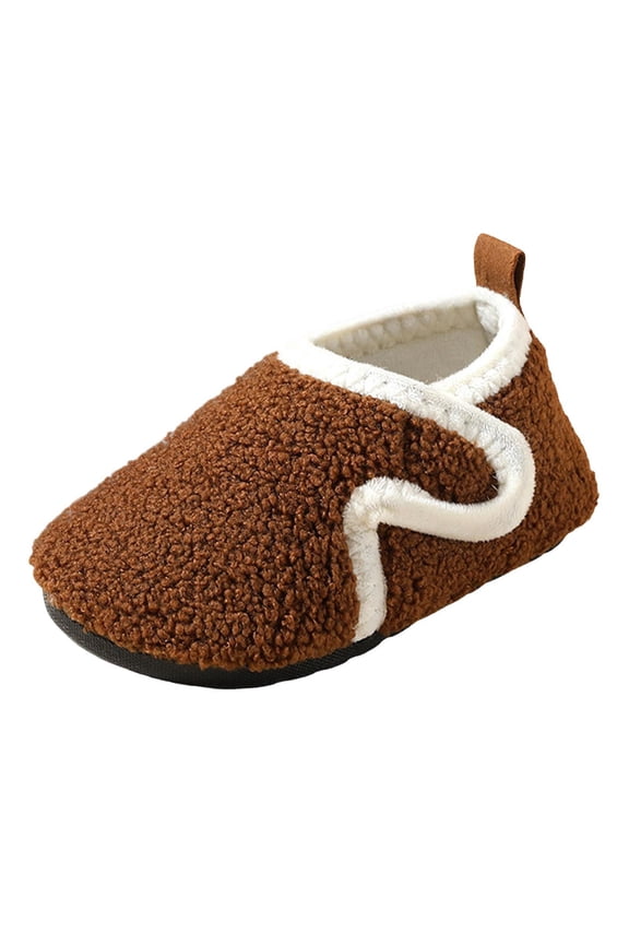 Baby Thermal Sock Shoes - Thick Sole Soft Bottom Floor Socks with Grips, Warm Cozy Footwear for Cold Weather,Color: 2-Brown Size: 5-5.5 Years