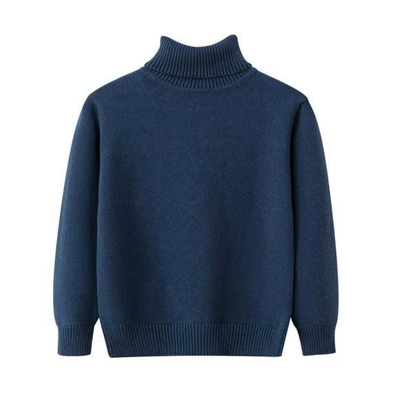 Hjtefg Baby Toddler Sweater - Cozy Round Neck Pullover, Warm Turtleneck Knit Top, Soft Stretch Winter Clothes for Boys & Girls,Color: BU1 Size: 7-8 Years