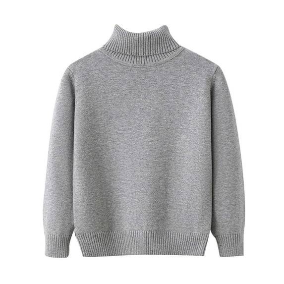 Hjtefg Baby Toddler Sweater - Cozy Round Neck Pullover, Warm Turtleneck Knit Top, Soft Stretch Winter Clothes for Boys & Girls,Color: Grey Size: 8-9 Years
