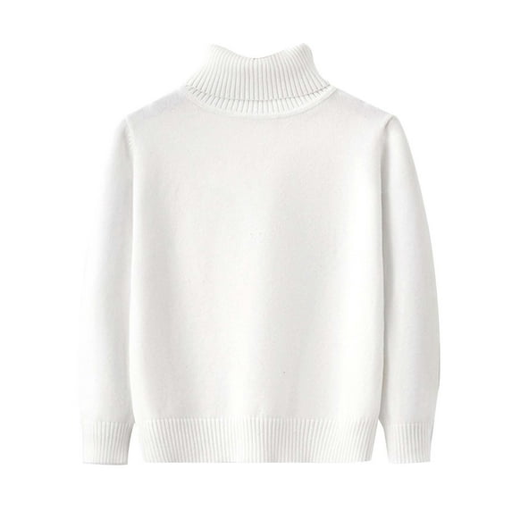 Hjtefg Baby Toddler Sweater - Cozy Round Neck Pullover, Warm Turtleneck Knit Top, Soft Stretch Winter Clothes for Boys & Girls,Color: White Size: 9-10 Years