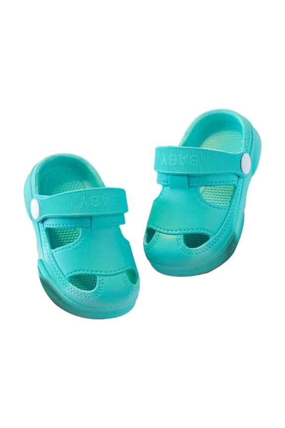 Boys Comfort Slides - Toddler Kids Closed-Toe Shoes, Lightweight Breathable Wear for Indoor Outdoor Daily Use, Soft Slippers for Toddlers,Color: Green Size: 4-5 Years