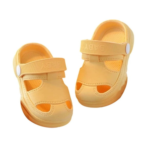 Hjtefg Boys Comfort Slides - Toddler Kids Closed-Toe Shoes, Lightweight Breathable Wear for Indoor Outdoor Daily Use, Soft Slippers for Toddlers,Color: Yellow Size: 6-9 Months