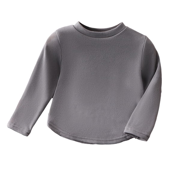 Hjtefg Boys' Crew Neck Undershirt - Stylish Long Sleeve Thermal Tee, Warm Winter Base Layer for Kids,Color: Grey Size: 1-2 Years