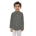 thumbnail image 1 of Hjtefg Boys Girls Long Sleeve Striped Button Down Casual Dress Shirt British Style Red Blue Stripe Pleated formal Blouse for Kids,Color: 2-Dark Gray Size: 5-6 Years, 1 of 4