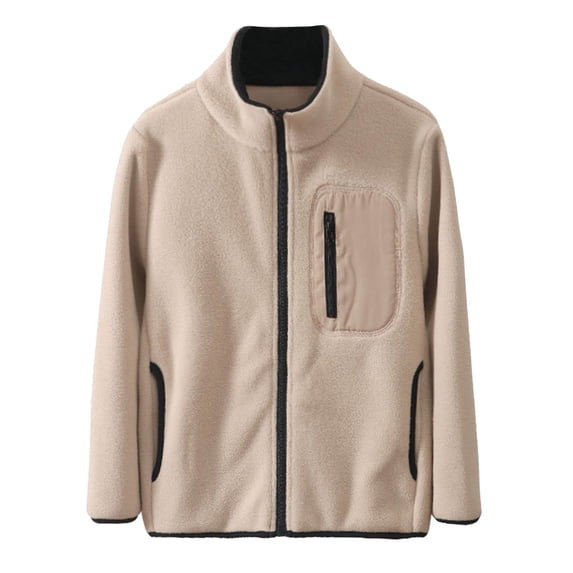 Hjtefg Boys Lightweight Winter Coat, Thermal Lined Windbreaker for Kids, Warm Layering Jacket, Comfortable Outerwear for Daily Wear and Leisure Activities,Color: 1-Beige Size: 8-9 Years