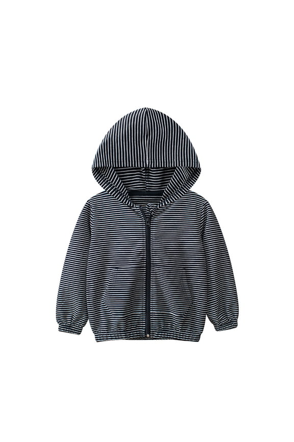 Boys' Striped Cardigan Coat – Hooded Sweater | Kids Lightweight Jacket | Casual Hoodie | Toddler Cozy Knitwear,Color: Blue Size: 3-4 Years