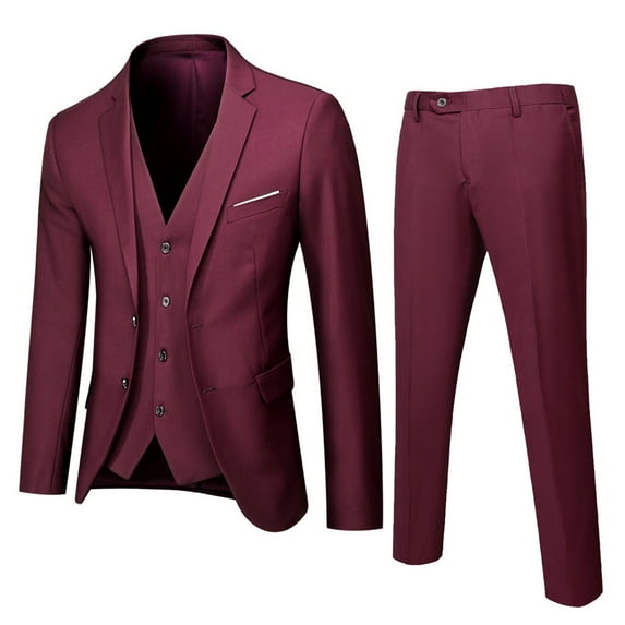 Hjtefg Boys' Suit Set - Jacket + Vest + Pants | Structured 3-Piece Outfit | Smooth Textured Fabric | Tailored Fit for Formal Wear | School Concert or Party Attire, Color: 1- Size: 13-14 Years