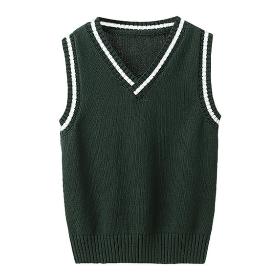 Hjtefg Boys Sweater Vest – Lightweight Knit Cardigan for Kids, Breathable Sleeveless Pullover for Outdoor Activities, Casual Layering Piece for Autumn & Winter,Color: Green Size: 3-4 Years