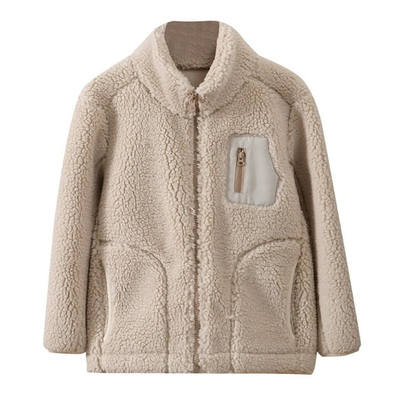 Hjtefg Boys Thermal Windproof Jacket, Warm Stand Collar Coat for Kids, Cozy Brushed Lined Outerwear with Wind Block Design for School and Outdoor Use,Color: 3-Khaki Size: 7-8 Years