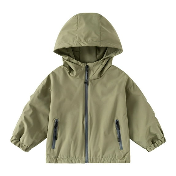 Hjtefg Boys Windbreaker Jacket - Lightweight Hooded Zipper Coat Designed for Kids,Fit for Outdoor Adventures,Casual Outings and School Days,Jackets for Girls and Boys,Color: Green Size: 4-5 Years