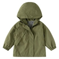 Hjtefg Boys' Windbreaker Jacket - Lightweight Hooded Zipper Coat for Outdoor Play, Breathable Casual Jacket for School and Daily Wear,Color: Army Green Size: 12-13 Years