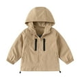 thumbnail image 1 of Hjtefg Boys' Windbreaker Jacket - Lightweight Hooded Zipper Coat for Outdoor Play, Breathable Casual Jacket for School and Daily Wear,Color: Khaki Size: 2-3 Years, 1 of 8
