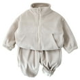 thumbnail image 1 of Hjtefg Boys Winter Tracksuit Set Casual Zip Up Jacket and Pants Toddler Clothes Comfortable Playwear Two Piece Outfit for Cold Weather Activities,Color: White Size: 4-5 Years, 1 of 9