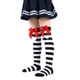 thumbnail image 1 of Hjtefg Christmas Knee High Socks for Girls - Soft Warm Xmas Stockings with Bow & Pompom,Color: Blue Size: One Size, 1 of 2