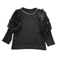 thumbnail image 1 of Hjtefg Girls Beaded Round Neck Tee, Long Sleeve Casual Top, Soft Comfortable Shirt for Toddler and Kids, Delicate Daily Wear Blouse,Color: Black Size: 4-5 Years, 1 of 6