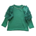 thumbnail image 1 of Hjtefg Girls Beaded Round Neck Tee, Long Sleeve Casual Top, Soft Comfortable Shirt for Toddler and Kids, Delicate Daily Wear Blouse,Color: Green Size: 4-5 Years, 1 of 6