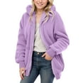 thumbnail image 1 of Hjtefg Girls Casual Color Block Sweatshirt Zipper Hoodie Loose Blouse Warm Coat Winter Top With Pocket Long Sleeve Hooded Outerwear,Color: Light Purple Size: 13-14 Years, 1 of 5