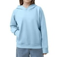 thumbnail image 1 of Hjtefg Girls' Casual Hoodie - Soft Solid Color Pullover, Comfortable Athletic Sweatshirt for Kids,Color: Light Blue Size: 9-10 Years, 1 of 9