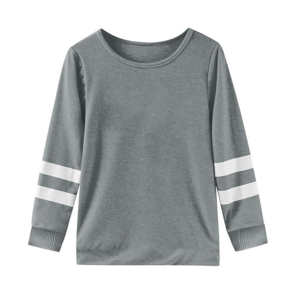 Hjtefg Girls' Classic Crewneck - Soft Long Sleeve Tee | Comfortable Everyday Top for Play & School,Color: Grey Size: 7-8 Years
