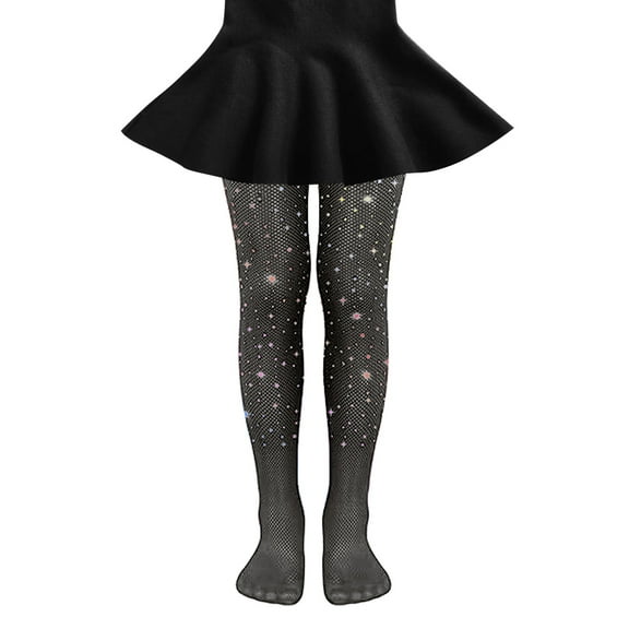 Hjtefg Girls' Fishnet Tights - Dot Mesh Pantyhose, Fashion Cutout Stockings for Kids & Teens,Color: Black Size: 12-15 Years