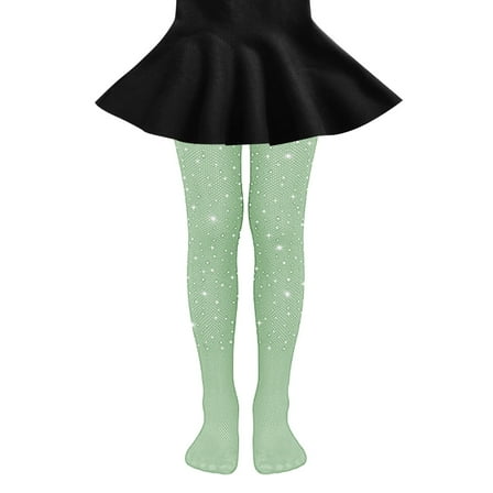 Hjtefg Girls' Fishnet Tights - Dot Mesh Pantyhose, Fashion Cutout Stockings for Kids & Teens,Color: Mint Green Size: 12-15 Years
