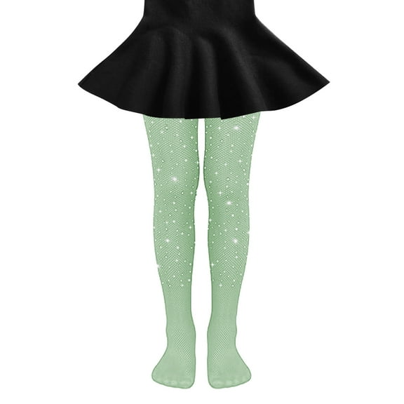 Hjtefg Girls' Fishnet Tights - Dot Mesh Pantyhose, Fashion Cutout Stockings for Kids & Teens,Color: Mint Green Size: 12-15 Years