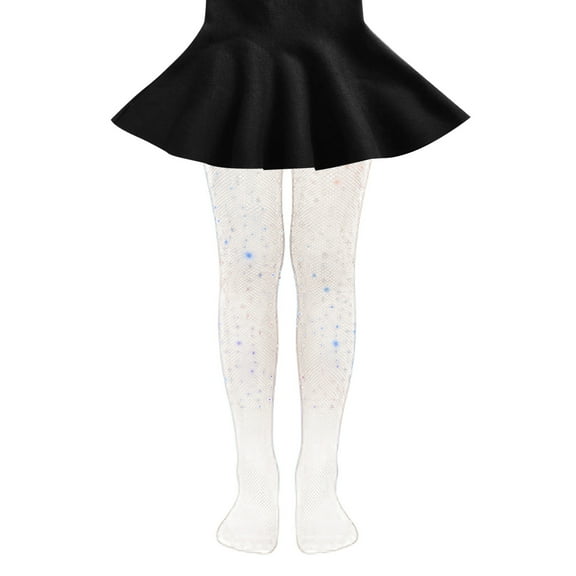 Hjtefg Girls' Fishnet Tights - Dot Mesh Pantyhose, Fashion Cutout Stockings for Kids & Teens,Color: White Size: 12-15 Years