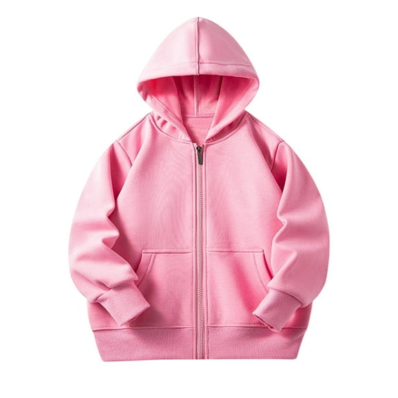 Hjtefg Girls' Hooded Jacket - Cozy Winter Zip-Up Outerwear for Toddlers, Soft Warm Pullover with Pockets, Casual Play Outfit,Color: 2-Pink Size: 2-3 Years