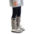 thumbnail image 1 of Hjtefg Girls' Knit Leg - Korean Style Ribbed Socks, Soft Slouchy Knee-Highs with Label Detail for Seasonal Wear,Color: Grey Size: One Size, 1 of 4