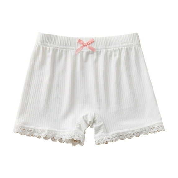 Hjtefg Girls' Layered Shorts - Lightweight Stretch Shorties with Front Coverage for Toddlers,Color: White Size: 3-4 Years