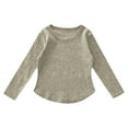 thumbnail image 1 of Hjtefg Girls Morandi Color Tunic Top, Long Sleeve Arc Hem Shirt with Side Slits, Korean Style Basic Round Neck Blouse for Autumn,Color: 2-Beige Size: 7-8 Years, 1 of 7