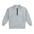 thumbnail image 1 of Hjtefg Girls Quarter Zip Sweatshirt, Oversized Long Sleeve Pullover with Hood, Casual Half Zipper Top for Everyday Wear, Cute Comfortable Sweater with Stand Collar,Color: 2-Grey Size: 9-10 Years, 1 of 9